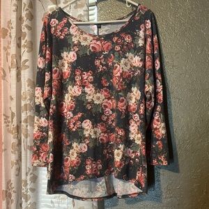 Floral Gray and Pink Women's Top
